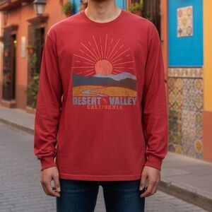 NWT Wild Fable Men’s Red Long Sleeve Desert Valley California Graphic Tee